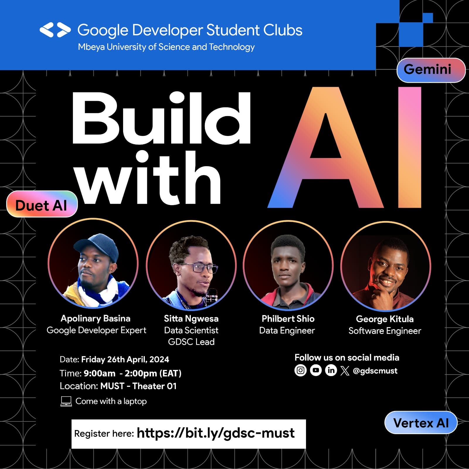 GDSC MUST 'Build with AI' — Brand & Poster Design